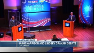 jaime harrison lindsey graham debate stage